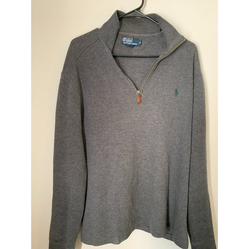 Polo By Ralph Lauren Quarter Zip Knit Pullover Sweater Mens Size Medium Gray